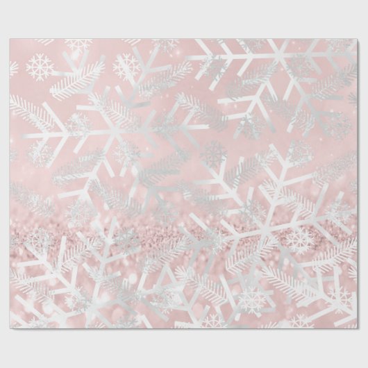 Roze Feestdagen met kerstbomen Snowflakes Cadeaupapier (Vlak)