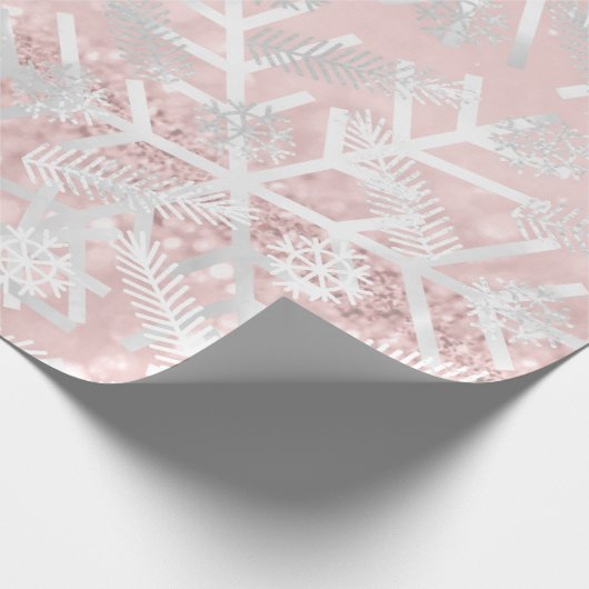 Roze Feestdagen met kerstbomen Snowflakes Cadeaupapier (Hoek)