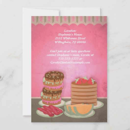 Roze feestdagen voor ontbijt kaart (Achterkant)