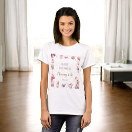 Roze Feestelijk Baby shower Bloemen Mama te zijn T-shirt