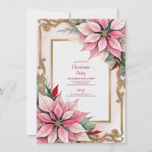 Roze Feestelijk Kerstfeest Kaart (Voorkant)