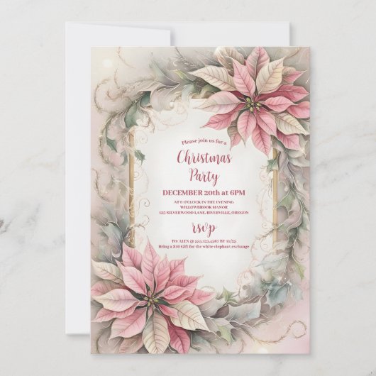 Roze Feestelijk Kerstfeest Kaart (Voorkant)