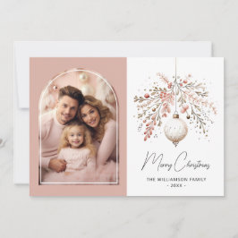 Roze Feestelijke Bauble Arch Lijst Familie Fotokaa Feestdagenkaart