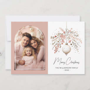 Roze Feestelijke Bauble Arch Lijst Familie Fotokaa Feestdagenkaart