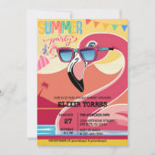 Roze Feestelijke Flamingo Zomerfeest Kaart (Voorkant)