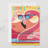 Roze Feestelijke Flamingo Zomerfeest Kaart (Voorkant)