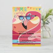 Roze Feestelijke Flamingo Zomerfeest Kaart (Staand voorkant)