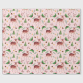 Roze feestelijke kerst van Deer Cadeaupapier (Vlak)