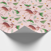 Roze feestelijke kerst van Deer Cadeaupapier (Hoek)
