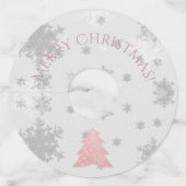 Roze feestelijke kerstbomen Label van glas (Voorkant)