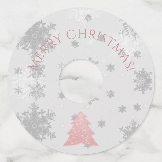 Roze feestelijke kerstbomen Label van glas (Voorkant)