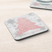 Roze feestelijke kerstboom Kunststof Onderzetter (Linkerzijde)