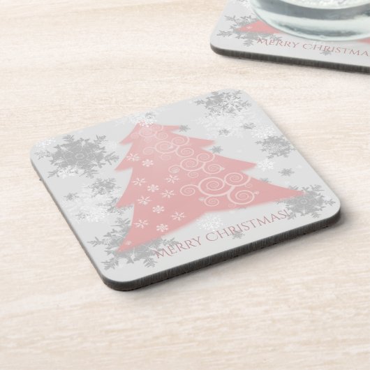 Roze feestelijke kerstboom Kunststof Onderzetter (Linkerzijde)