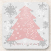 Roze feestelijke kerstboom Kunststof Onderzetter (Voorkant)