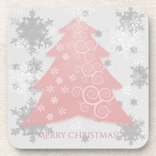 Roze feestelijke kerstboom Kunststof Onderzetter (Voorkant)