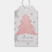 Roze feestelijke kerstboom - Label met cadeaus Cadeaulabel (Voorkant)