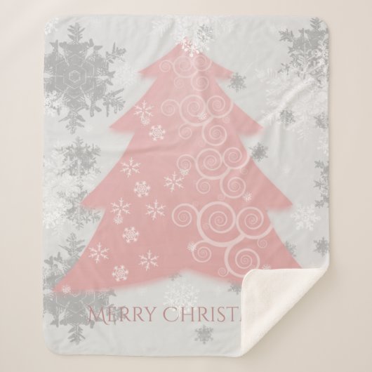 Roze feestelijke kerstboom Sherpa Blanket Deken (Voorkant)