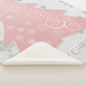 Roze feestelijke kerstboom Sherpa Blanket Sherpa Deken (3/4)