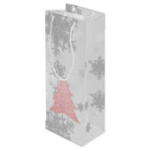Roze feestelijke kerstboom Wine Gift Bag Wijn Cadeautas (Achterkant Gekanteld)