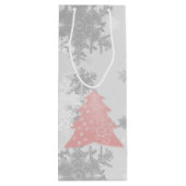 Roze feestelijke kerstboom Wine Gift Bag Wijn Cadeautas (Achterkant)
