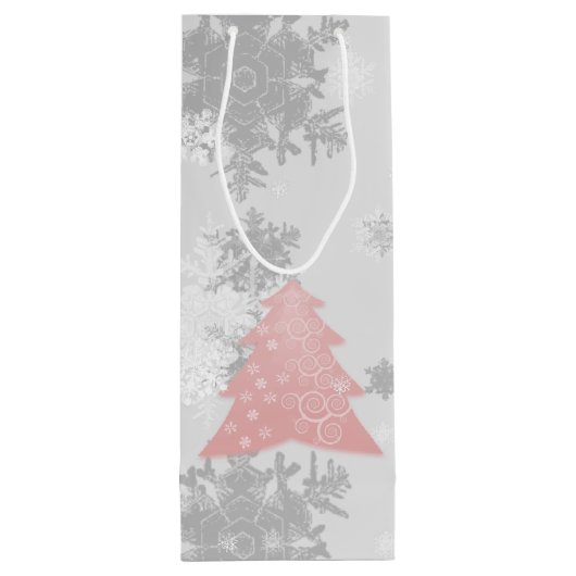 Roze feestelijke kerstboom Wine Gift Bag Wijn Cadeautas (Achterkant)