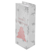 Roze feestelijke kerstboom Wine Gift Bag Wijn Cadeautas (Voorkant Gekanteld)