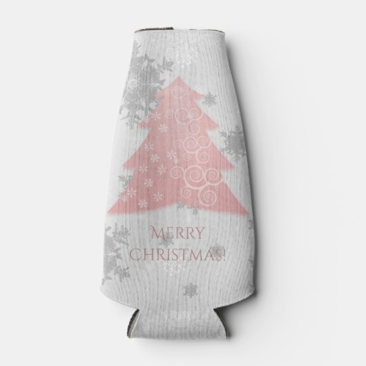 Roze feestelijke kerstboomfles Koelaar Flesjeskoeler (Voorkant)