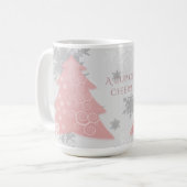 Roze feestelijke kerstboomkoffie Mok (Voorkant links)