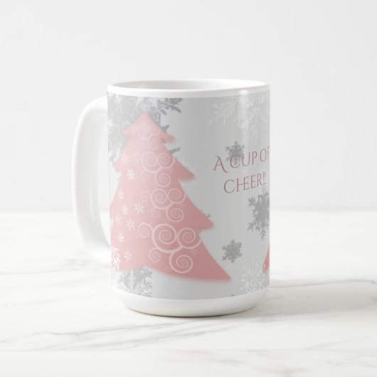 Roze feestelijke kerstboomkoffie Mok (Voorkant links)