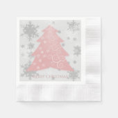 Roze feestelijke kerstboompapier Napkin Servet (Voorkant)