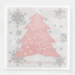Roze feestelijke kerstboompapier Napkin Servet