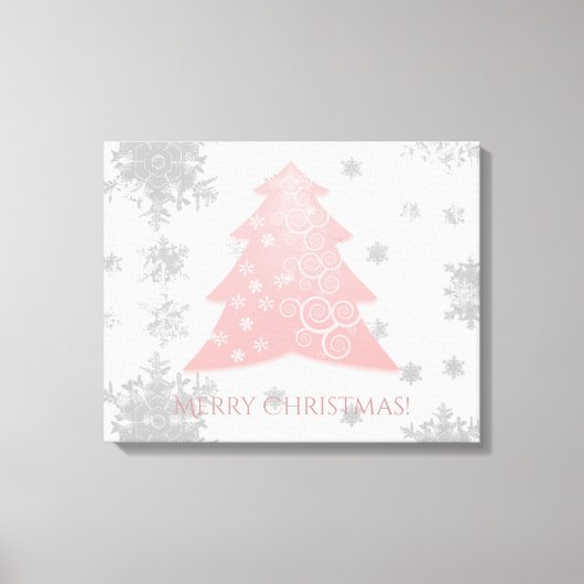Roze feestelijke kerstboomschilderdruk canvas afdruk (Voorkant)