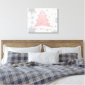 Roze feestelijke kerstboomschilderdruk canvas afdruk (Insitu (Slaapkamer))