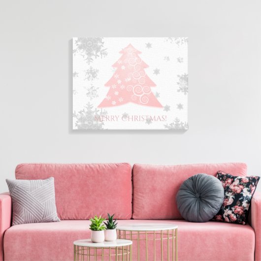 Roze feestelijke kerstboomschilderdruk canvas afdruk (Insitu (Woonkamer))
