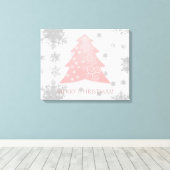 Roze feestelijke kerstboomschilderdruk canvas afdruk (Insitu (Houten vloer))
