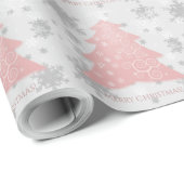 Roze feestelijke kerstboomwerkpapier cadeaupapier (Rol Hoek)