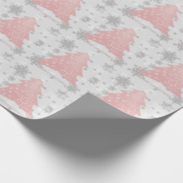 Roze feestelijke kerstboomwerkpapier cadeaupapier