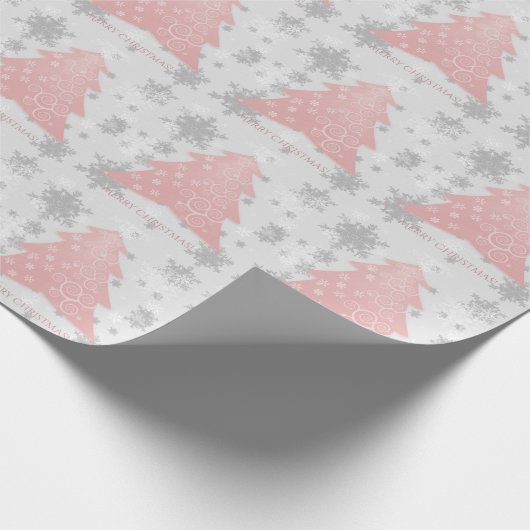 Roze feestelijke kerstboomwerkpapier cadeaupapier (Hoek)