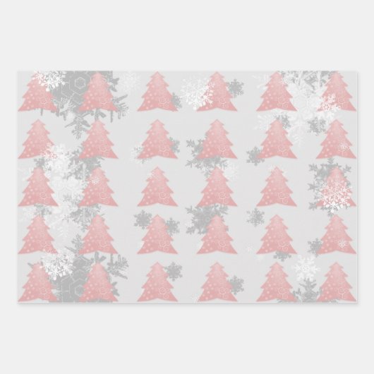 Roze feestelijke kerstboomwerkpapier inpakpapier vel (Voorkant)