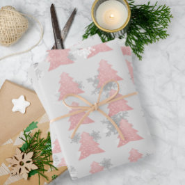 Roze feestelijke kerstboomwerkpapier inpakpapier vel