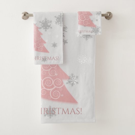 Roze feestelijke kerstkeukenset bad handdoek (Insitu)