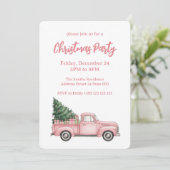 Roze feestelijke kerstparty kaart (Staand voorkant)