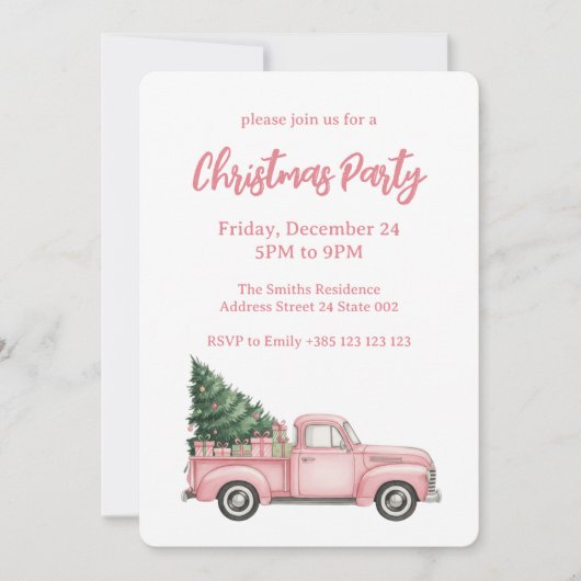 Roze feestelijke kerstparty kaart (Voorkant)