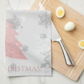 Roze feestelijke keukenhanddoeken voor kerstbomen (Quarter Fold)