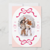 Roze Feestelijke Retro Trendy Bogen Ovaal Foto Feestdagenkaart (Voorkant)