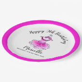 Roze feestjurk meisjes 9e verjaardag papieren bordje (Gekanteld)