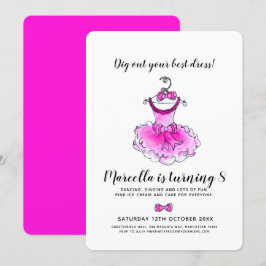 Roze feestjurk meisjes verjaardag kaart