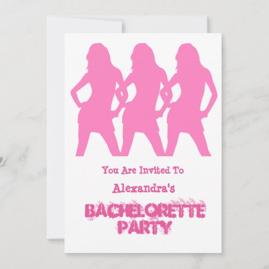 Roze feestmeisjes gepersonaliseerd in bachelorette kaart (Voorkant)