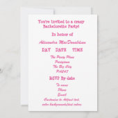 Roze feestmeisjes gepersonaliseerd in bachelorette kaart (Achterkant)