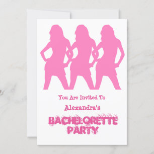 Roze feestmeisjes gepersonaliseerd in bachelorette kaart